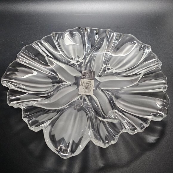 Mikasa Crystal Satin Tulip Platter 9" frosted raise relief floral serving plate - Picture 2 of 8